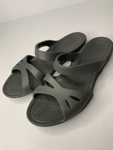 Crocs Kelli Sandals Women's Size 6 Gray Comfort Strappy Slide Slip On Open Toe - Picture 1 of 9