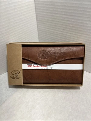 BUXTON Genuine Leather Mahogany Organizer RFID Shield Wallet W/Checkbook Cover - Image 1 of 4