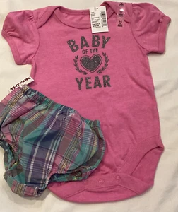 Baby of the Year 3-6 mos pink Children’s Place bodysuit Chaps plaid bloomers NWT - Picture 1 of 7