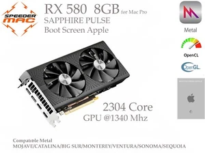  AMD RADEON RX 580 8GB Sapphire Pulse (Bootscreen) for Mac Pro 4.1 / 5.1 Metal - Imagen 1 de 5