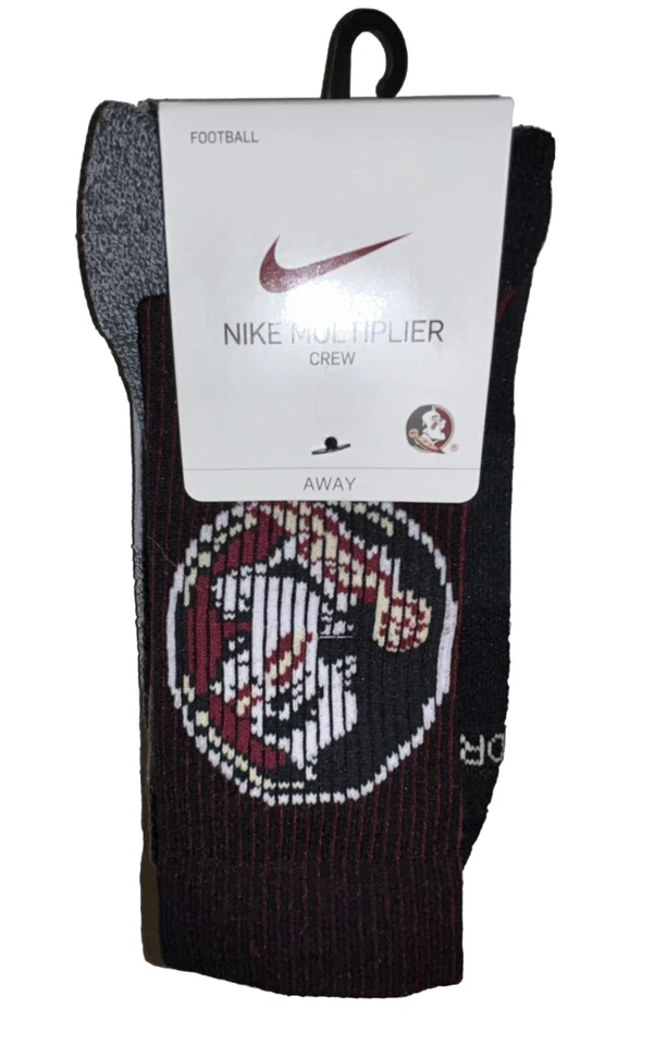 NIKE MULTIPLIER CREW 2 PAIRS SOCKS FSU FOOTBALL SEMINOLES MEN 12-15 DA6835-902