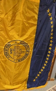 COUNTY OF WARREN NEW JERSEY LARGE FLAG WITH FRINGE-68"X94" - Picture 1 of 2