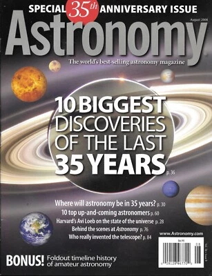 Astronomy Magazine Aug 2008 35 Anniversary Avi Loeb 10 Astronomers Telescope Sky - Image 1 of 4