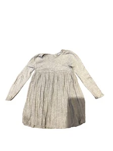 Jacadi Girls Grey Long Sleeved Pleated Sweater Dress Size 6Y - Picture 1 of 4