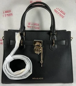 BORSA A TRACOLLA MEDIA MICHAEL KORS HAMILTON NERA PELLE CIOTTOLATA - Foto 1 di 13