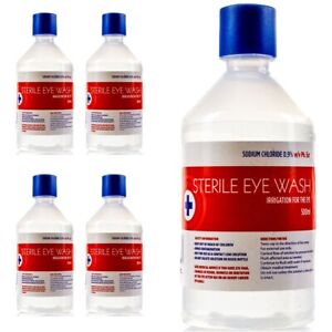 4x SALINE Eye Wash & Wound Bottles Sterile Solution Clean Irrigation Set 500ml