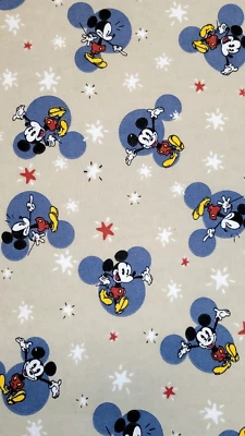 Mickey Mouse Cotton Flannel Fabric 1.7 Yard Springs Creative Vtg Logo Ears Stars - Image 1 of 4