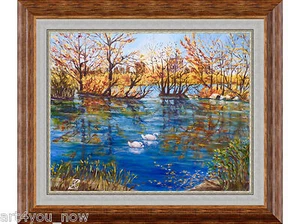 AUTUMN IN PROSPECT PARK NY oil canvas 24x30 by Galina Zaytseva Free Shipping - Picture 1 of 6