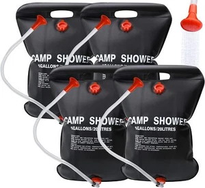 4Pack Solar Shower Bag 5 Gallons/20L Camping Hiking Shower Bag w/ Removable Hose - Picture 1 of 17