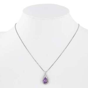 Silver .925 Amethyst And Diamond Necklace And Earrings Set