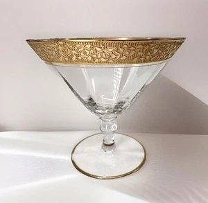 "Vidrio de Sherbet bajo cristal con borde de oro rosa Tiffin Rambler de colección 3 7/8"" de alto" - Imagen 1 de 9