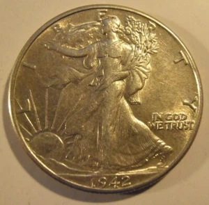 1942 P Walking Liberty Silver Half Dollar, AU,  (42PBH2) - Picture 1 of 4