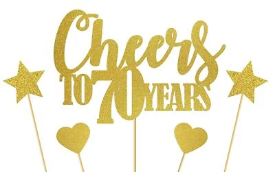 Saludos a 70 años adorno de pasteles 70 aniversario/cumpleaños decoración de pasteles decoración de fiestas Foto 1 de 2