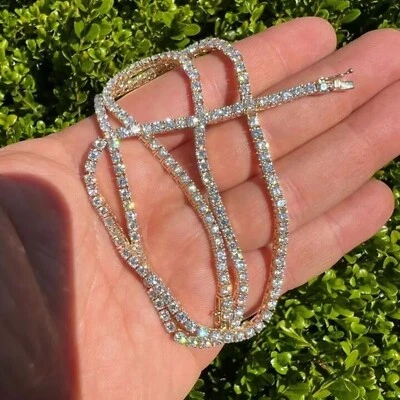 13.40 Ct Round Cut Lab Grown Diamond Men's Tennis Necklace 24"Inch 925 Silver - Image 1 of 4