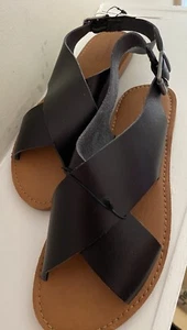 Womens Universal Thread Sarina Crossband Slide Sandals Black - Picture 1 of 3