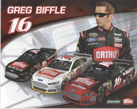 2015 GREG BIFFLE "ORTHO ROUSH FENWAY" #16 NASCAR 2ND VERSION 5 X 7 POSTCARD Cover