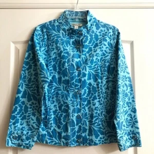NWOT Coldwater Creek denim jacket with Beautiful Print Size S/M Bust 38" B34 - Picture 1 of 8