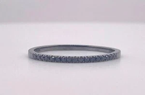 Dainty 14K White Gold Black Rhodium Black Diamond Band SZ 6.5 - Picture 1 of 9