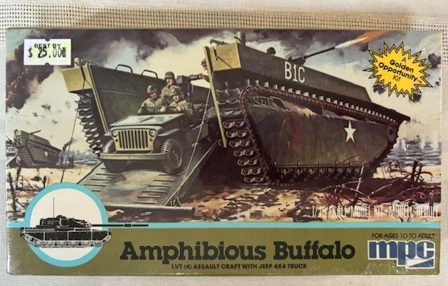 MPC Kit #1-6201:(1982 vintage) 1/76 Scale Amphibious Buffalo LVT Craft w/Jeep - Image 1 of 1