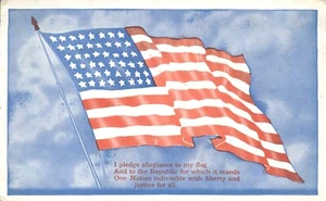 Pledge of Allegiance (no Under God) 48 Star Flag 1918 Postcard - Picture 1 of 2
