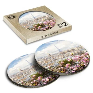 2 x Boxed Round Coasters - Paris France City View Landscape #21993 - Picture 1 of 7