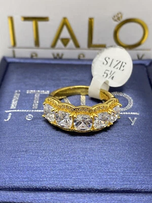 Italo Jewelry Woman's Yellow Sterling Silver Sapphire Wedding Ring Size 5.25 - Image 1 of 2