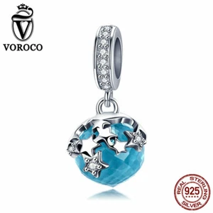 Dije Voroco Starlight 100 % plata de ley con cristal azul colgante para pulsera - Imagen 1 de 11