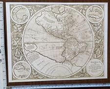 Historic Antique Old Vintage Picture MAP 1500's 1595 Western Hemisphere Reprint