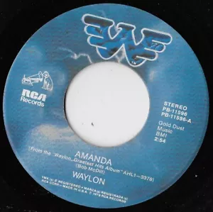 Amanda / Lonesome, On'ry And Mean / Waylon Jennings VG - Picture 1 of 2
