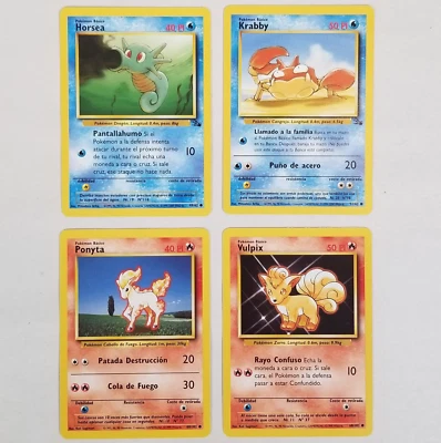 Pokemon - Horsea 49/62 + Krabby 51/62 + Ponyta 60/102 + Vulpix 68/102 - SPANISH - Image 1 of 4