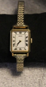 Seiko ladies tank watch, gold tone, white dial 1100 MVMT Mechanichal - Picture 1 of 4