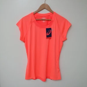 Asics Cap Sleeve Running Tee Top Womens Flash Coral Training T-Shirt size S - Picture 1 of 12