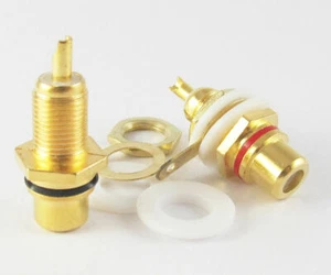 Adaptador de conector A/V hembra RCA JACKS dorado de 10 piezas 2 colores rojo negro - Imagen 1 de 4