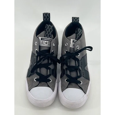 匡威 Converse All Star Chuck Taylor 灰色黑色中帮运动鞋 儿童 3 码 青少年 — 第 1/4 张图片