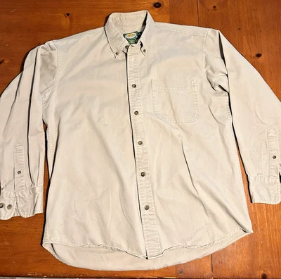 Cabela’s Outfitter Mens Shirt Medium Pocket Button Up Long Sleeves Khaki - Image 1 of 3