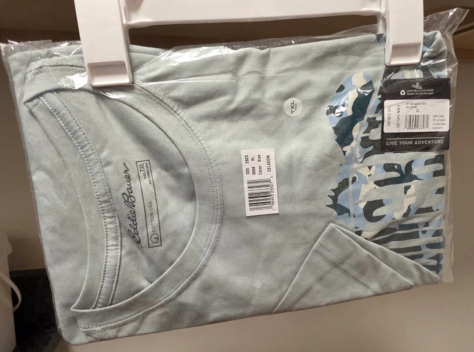 Camiseta Eddie Bauer Hombre Verde Claro Alta XL NUEVA Foto 1 de 2