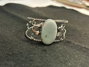 Hememorphite 925 Silver Plated Natural Gemstone Adjustable Bangle Bracelet - Picture 1 of 10