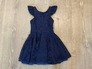 David Charles Gold Label Blue Ruffled Girls Dress Size 7 Years - Picture 1 of 9