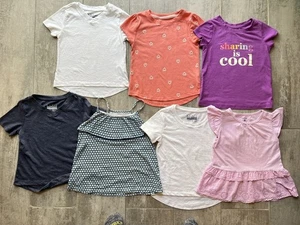 Lot Set of 7 Toddler Kids Girls Cotton T-Shirt Tees Casual Tops Graphic 4 4T EUC - Picture 1 of 9
