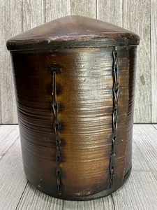 Vintage Pottery Barn 7" groß Bambus lackiert Betel Box Stil Wohnkultur 5" Durchmesser - Bild 1 von 13