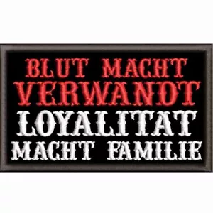 BLUT MACHT VERWANDT Aufnäher gestickt Patch Biker Kutte alle Farben 10x6cm - Bild 1 von 1