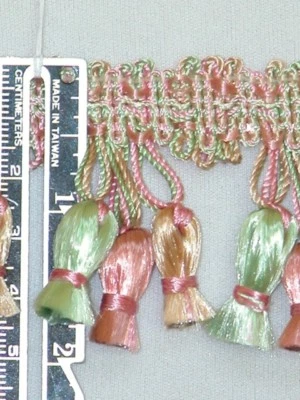 20 Yards -  2" Attractive Tassel Fringe Trim Gold Aqua Pink Wholesale - Image 1 of 2