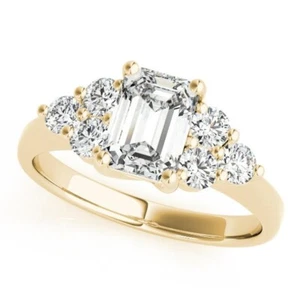 2.00 Ct Emerald Cut Lab Created Diamond Engagement Ring 14K Yellow Gold Size 8 - Picture 1 of 5