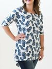 Agnes And Dora Hi Lo Tee   Size Xs   White With Navy Pineapple Print