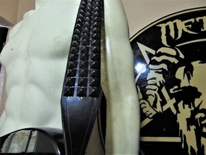 NOCTURNO CULTO..   BLACK LEATHER STUDDED OLD SCHOOL GUITAR STRAP  (MDLS0051) - Picture 1 of 10