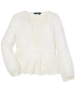 Polo Ralph Lauren Little Kid Girls Gauze Boho Top Size 6 Color Antique Cream - Picture 1 of 1