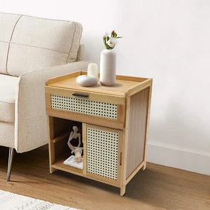 Modern Nightstand,Bed Side Table,Bamboo End Table,Storage Cabinets Night Stand - Picture 1 of 21