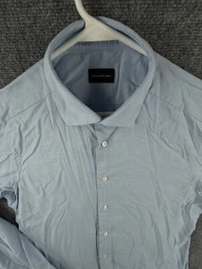 Ermenegildo Zegna Men 16 Blue Checkered Long Sleeve Button Up Shirt 100% Cotton - Picture 1 of 17