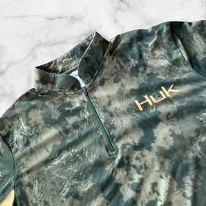Huk Fishing Camo Long Sleeve Performance Tee - Small Light Weight Mock Neck - Picture 1 of 6