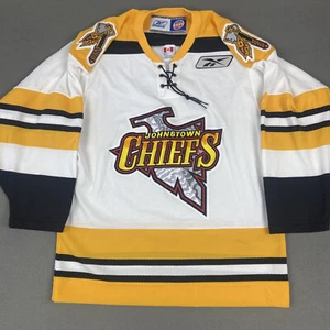 Camiseta de hockey Johnstown Chiefs adulto pequeña blanca ECHL ligas menores Reebok - Imagen 1 de 15